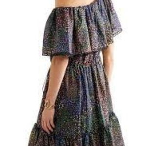 CHLOÉ Firework off-the-shoulder metallic printed cotton-blend mini dress